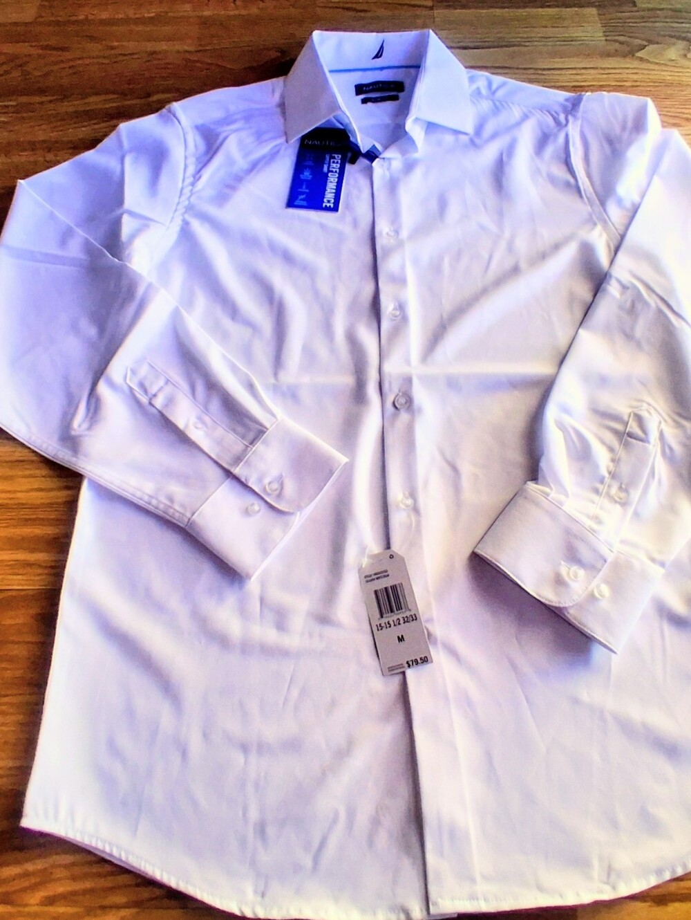 NWT Mens NAUTICA white Dress Shirt, Super Soft,sz M, See Details MSrp $79.50